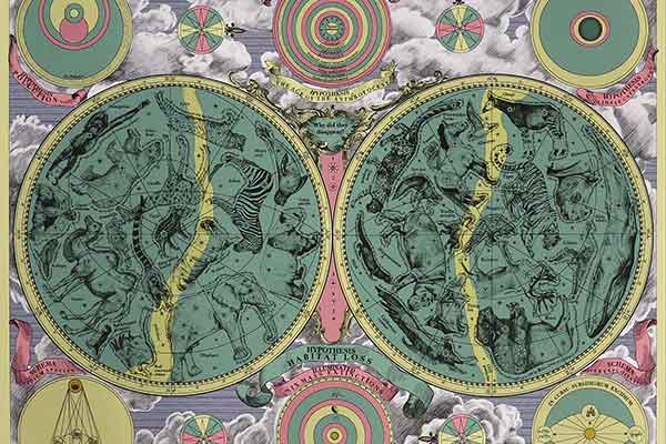 Celestial map of endangerd animals based on celestial maps of the sky